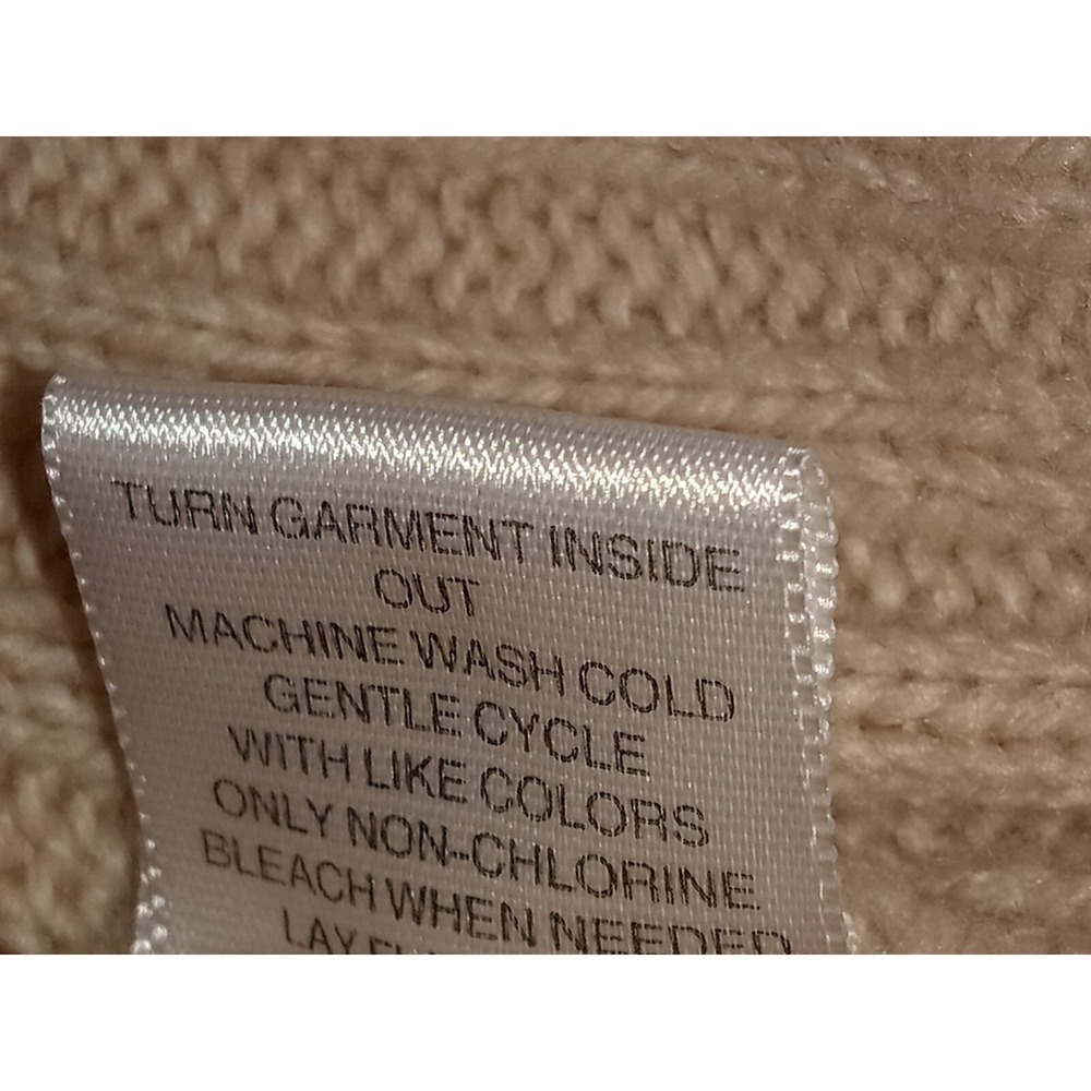 New York & Company Women's Beige Stripe Knit Open Front Cardigan sz L - Picture 8 of 9